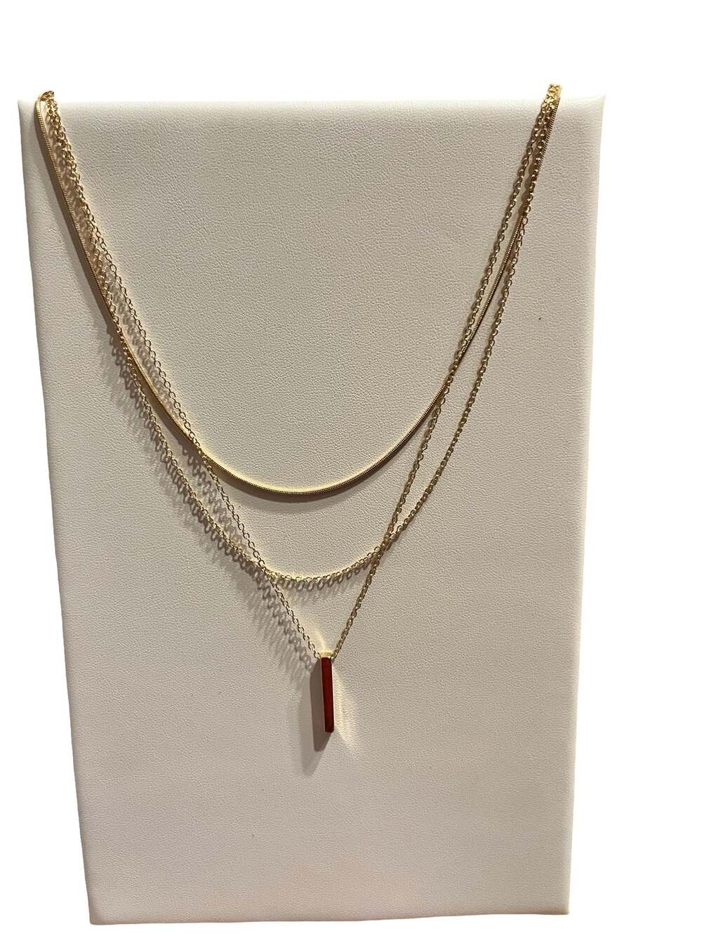 KathyRossJewelry Gold Vermeil Multi-Chain Layered Necklace with Bar Pendant and